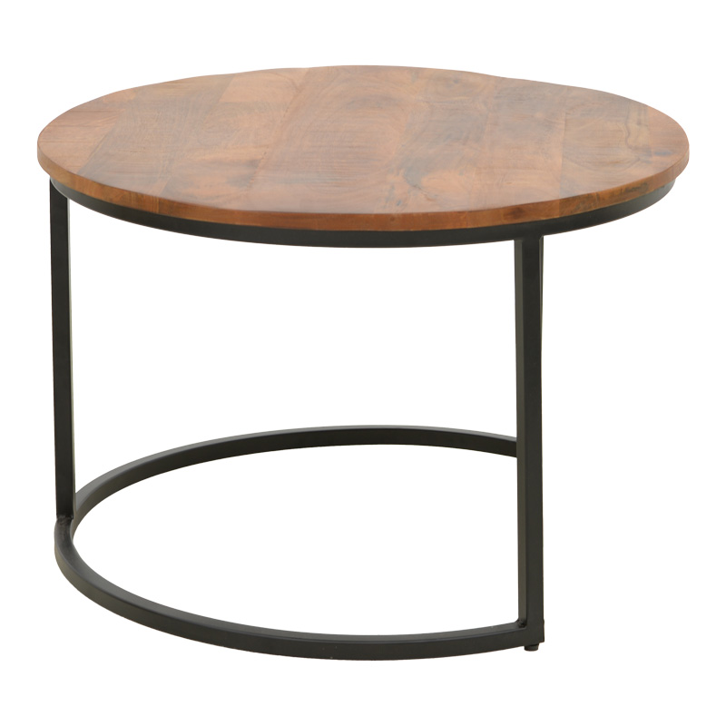 Τραπέζι Σαλονιού Frina Pakoworld Σετ 3Τεμ Mango Ξύλο Σε Καρυδί Απόχρωση Με Πόδι Μαύρο Μέταλλο