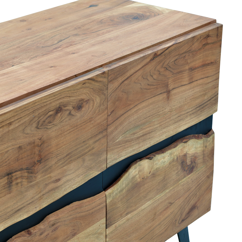 Μπουφές Imena Pakoworld Μασίφ Ξύλο Acacia Σε Φυσική Απόχρωση Με Μαύρα Μεταλλικά Πόδια 148X43.5X86Εκ