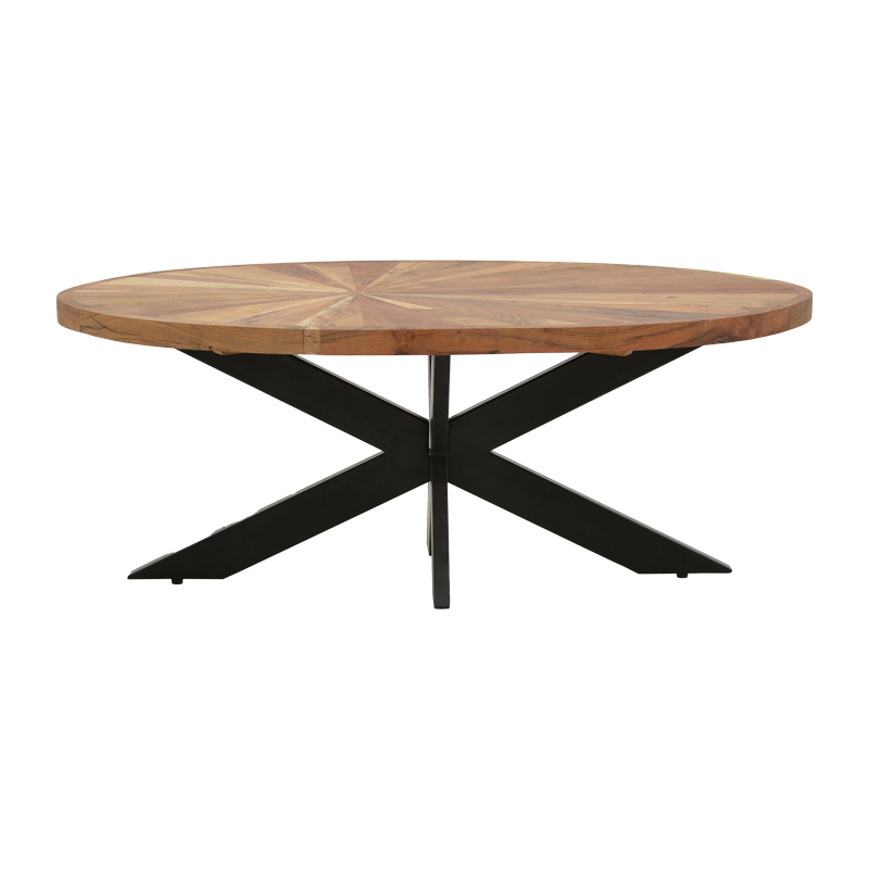 Τραπέζι Σαλονιού Fardy Pakoworld Μασίφ Ξύλο Ακακίας Σε Φυσική Απόχρωση Με Μαύρα Μεταλλικά Πόδια 120X60X45Εκ