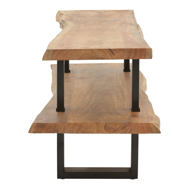 Έπιπλο Τηλεόρασης Fuji Pakoworld Μασίφ Ξύλο Ακακίας Σε Φυσική Απόχρωση Με Μαύρα Μεταλλικά Πόδια 140X40X52Εκ