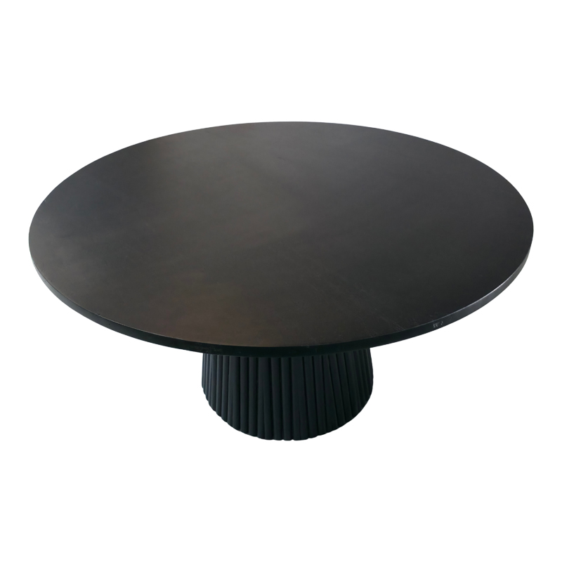 Τραπέζι Σαλονιού Canicule Pakoworld Μασίφ Ξύλο Ακακίας Μαύρο Φ80X40Εκ