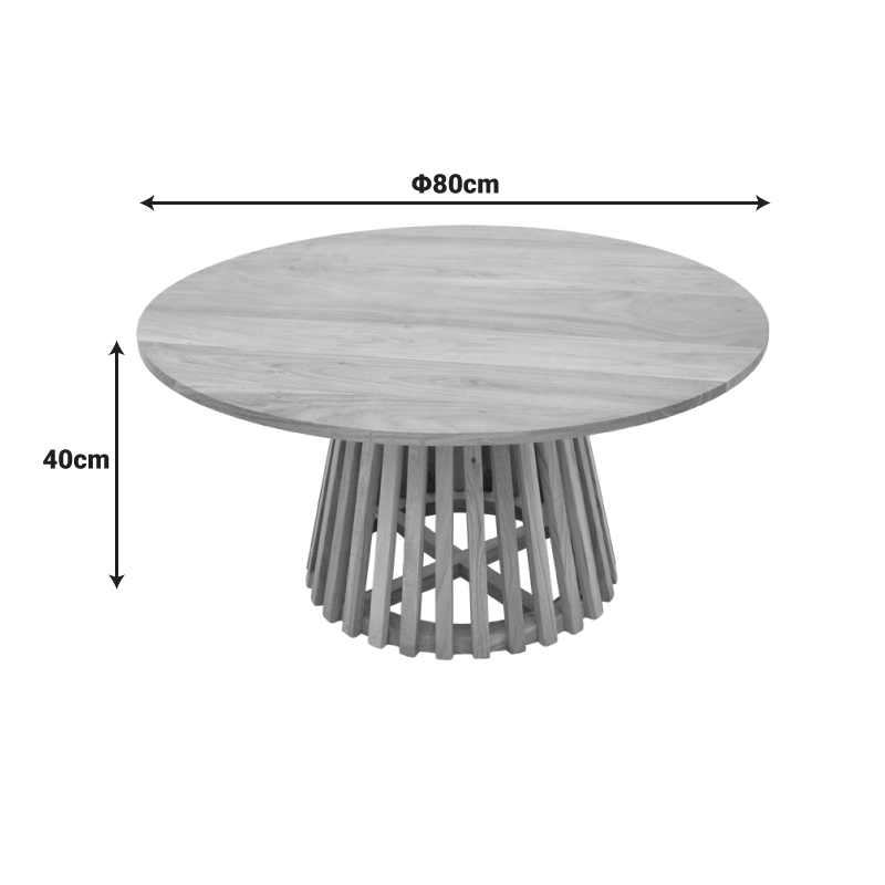 Τραπέζι Σαλονιού Radiane Pakoworld Μασίφ Ξύλο Ακακίας Σε Φυσική Απόχρωση Φ80X40Εκ