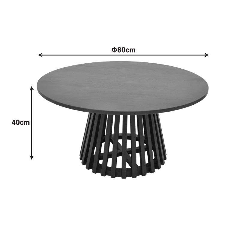 Τραπέζι Σαλονιού Radiane Pakoworld Μασίφ Ξύλο Ακακίας Σε Μαύρη Απόχρωση Φ80X40Εκ