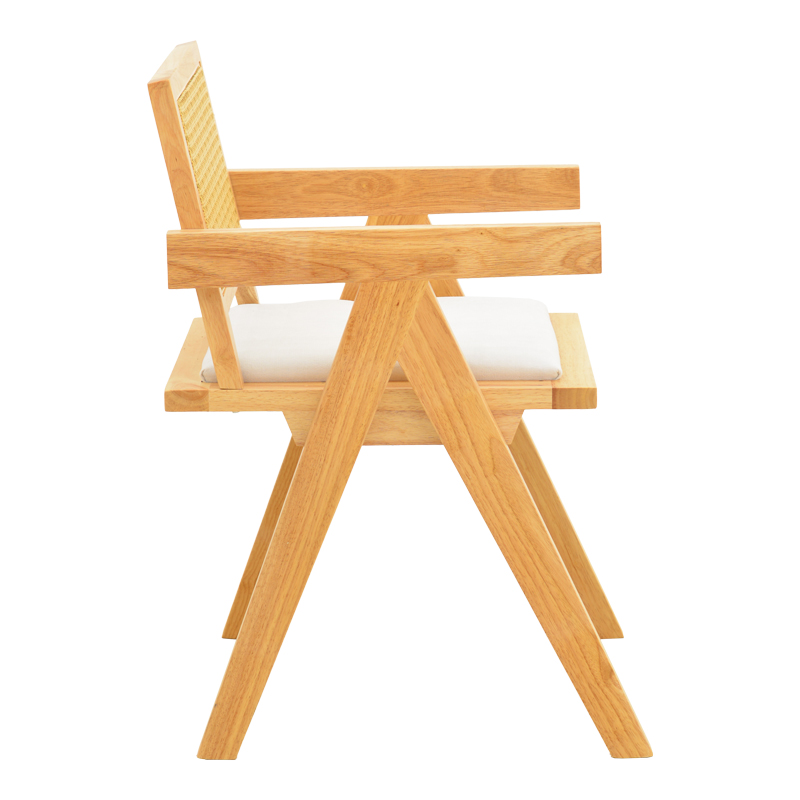 Πολυθρόνα Winslow Pakoworld Rubberwood Σε Φυσική Απόχρωση-Ύφασμα Λευκό 51X54X80Εκ