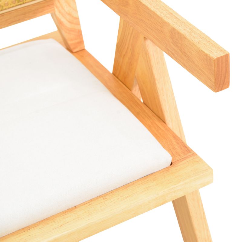 Πολυθρόνα Winslow Pakoworld Rubberwood Σε Φυσική Απόχρωση-Ύφασμα Λευκό 51X54X80Εκ