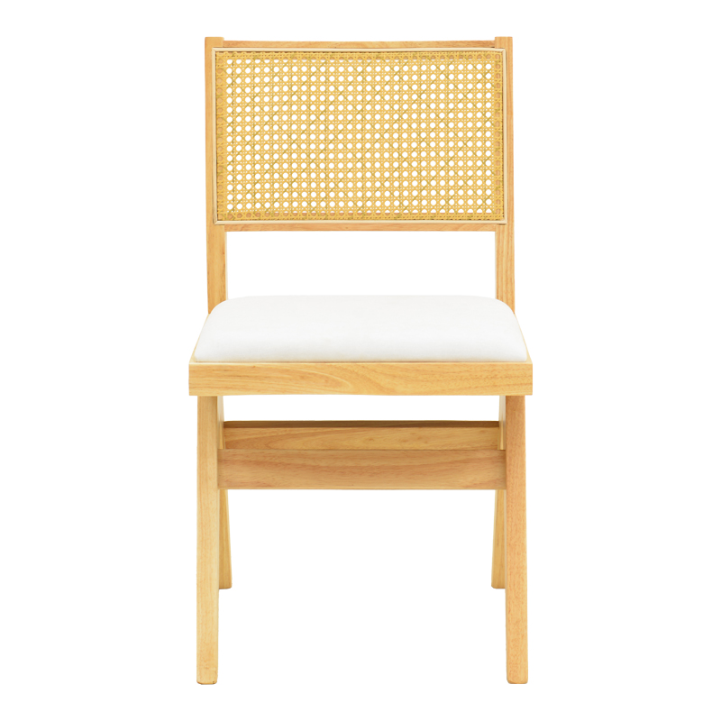 Καρέκλα Winslow Pakoworld Rubberwood Σε Φυσική Απόχρωση-Ύφασμα Λευκό 46X58X80Εκ