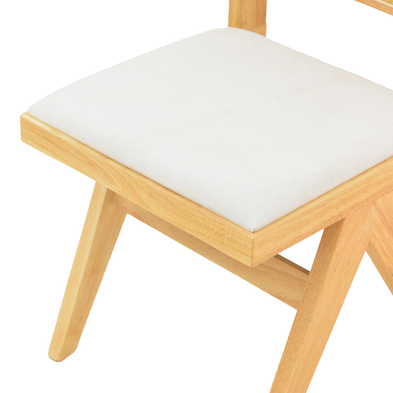 Καρέκλα Winslow Pakoworld Rubberwood Σε Φυσική Απόχρωση-Ύφασμα Λευκό 46X58X80Εκ