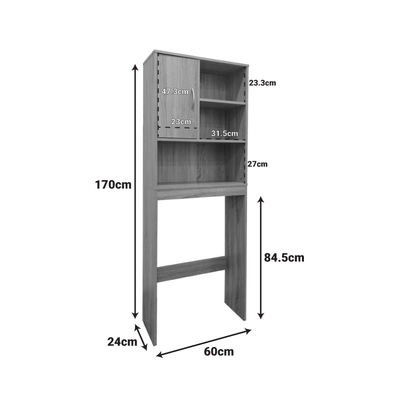 Έπιπλο Πλυντηρίου Tazien Pakoworld Σε Sonoma Απόχρωση 60X24X168.5Εκ