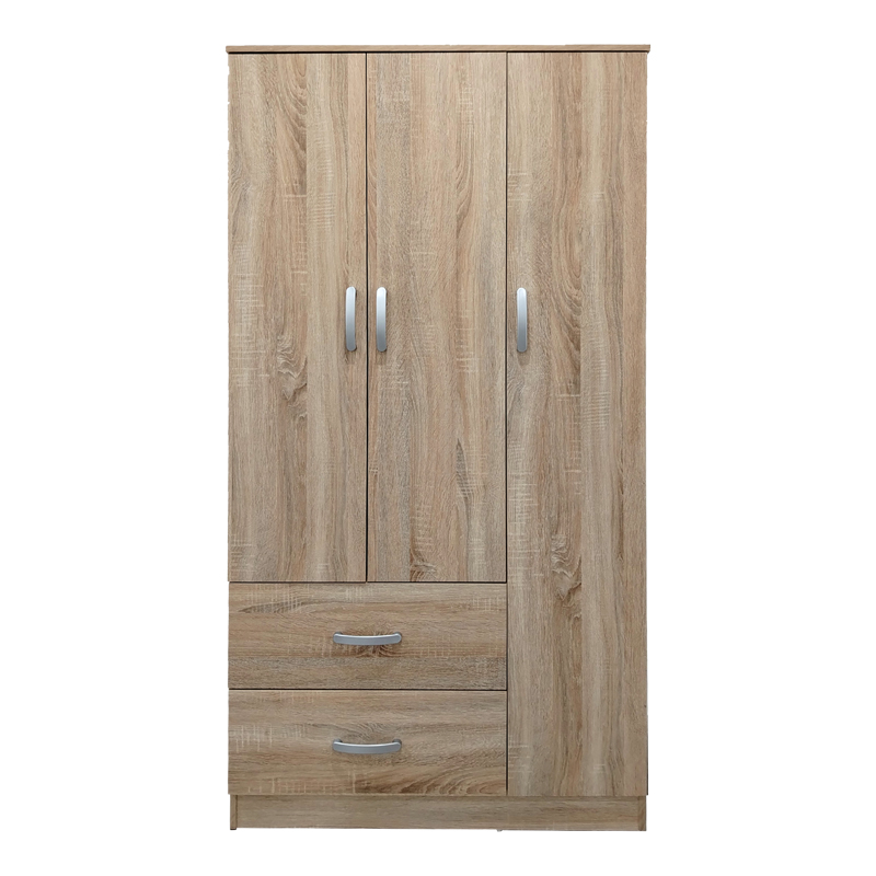 Ντουλάπα Τρίφυλλη Με 2 Συρτάρια Lego Pakoworld Σε Sonoma Απόχρωση 90X42X180Εκ