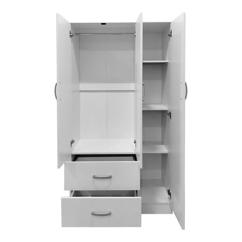 Ντουλάπα Τρίφυλλη Με 2 Συρτάρια Lego Pakoworld Σε Λευκή Απόχρωση 90X42X180Εκ