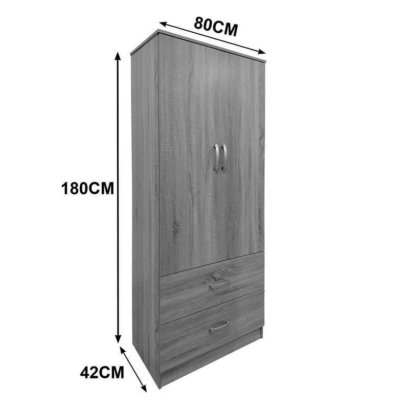 Ντουλάπα Δίφυλλη Με 2 Συρτάρια Lego Pakoworld Σε Λευκή Απόχρωση 80X42X180Εκ