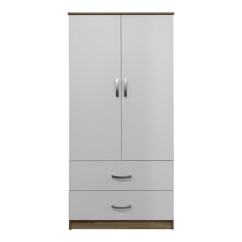 Ντουλάπα Δίφυλλη Με 2 Συρτάρια Lego Pakoworld Σε Sonoma-Λευκή Απόχρωση 80X42X180Εκ