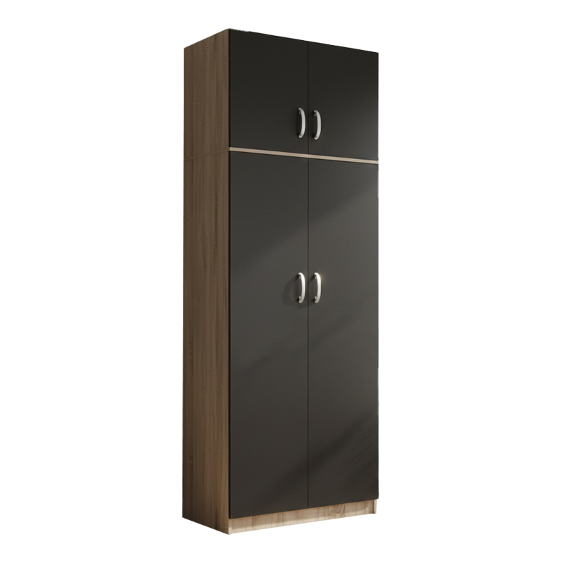 Ντουλάπα Δίφυλλη Και Πατάρι Lego Pakoworld Σε Sonoma-Ανθρακί Απόχρωση 80X42X240Εκ