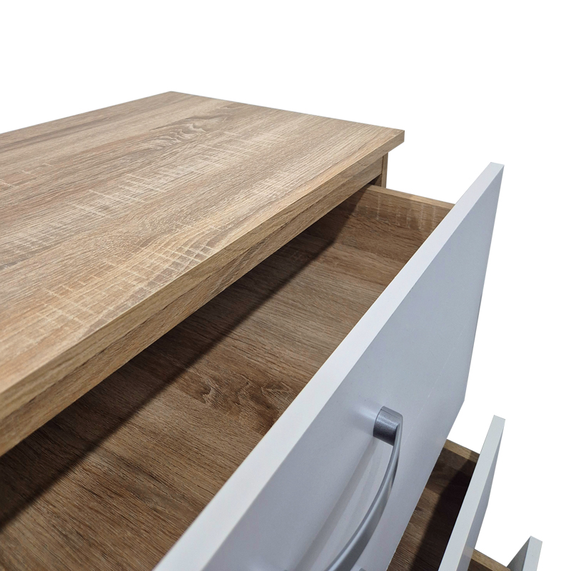 Συρταριέρα Athos Pakoworld Σε Sonoma-Λευκή Απόχρωση 80X40X79Εκ