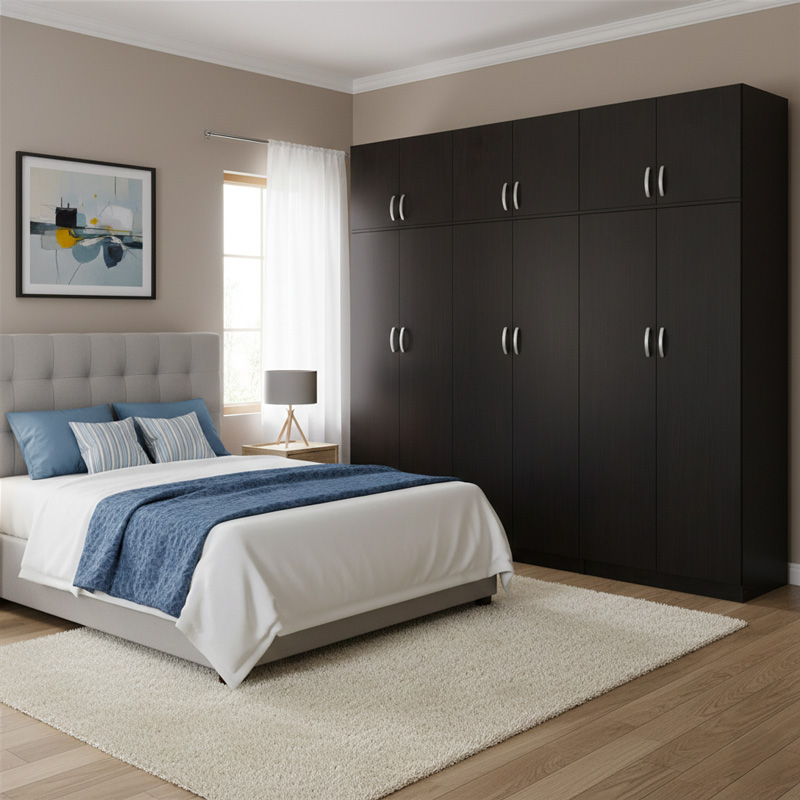 Ντουλάπα Εξάφυλλη Με Πατάρι Athos Ιι Pakoworld Wenge 240X42X240Εκ