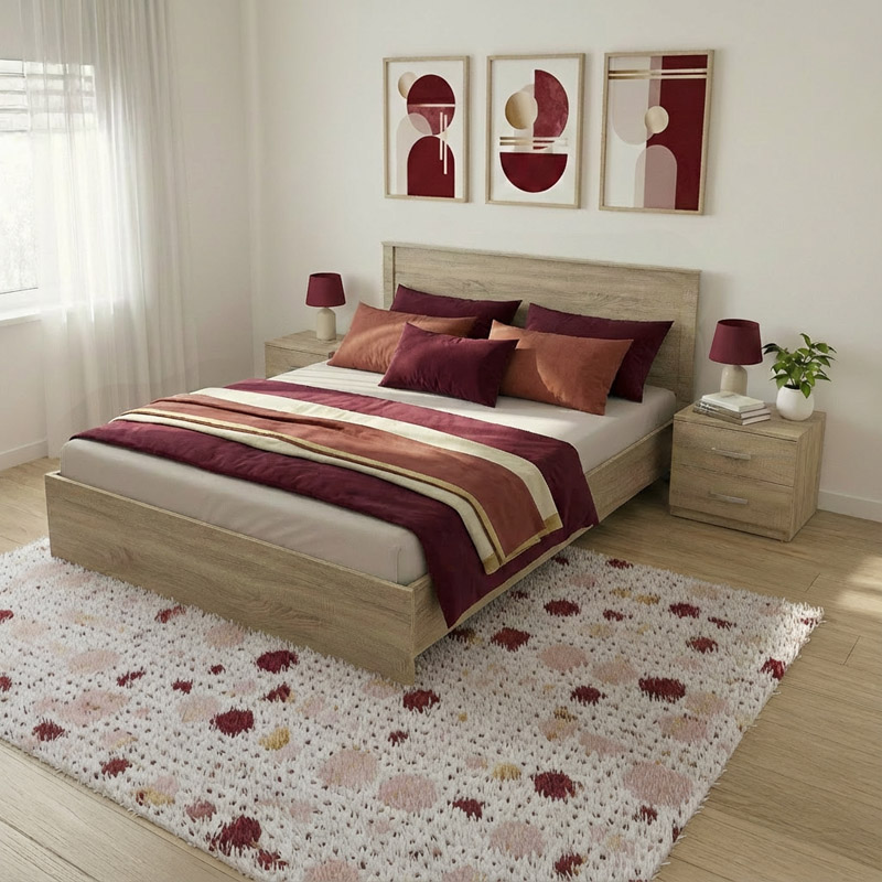 Σετ Κρεβατοκάμαρας Athos Sonoma Με Κρεβάτι 160X200Εκ Σετ 3Τεμ