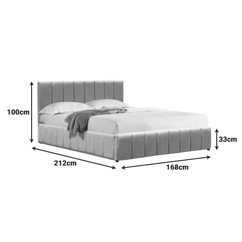 Κρεβάτι Snuggle Pakoworld Με Αποθηκευτικό Χώρο Βελούδο Γκρι 160X200Εκ