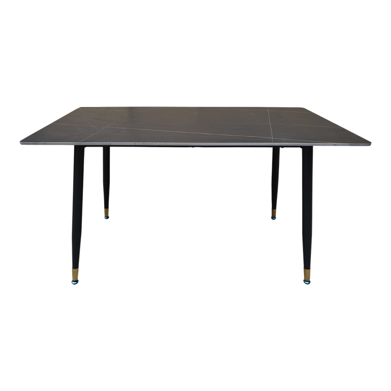 Τραπέζι Pembe Pakoworld Sintered Stone Μαύρη Όψη Μαρμάρου Με Μαύρα Μεταλλικά Πόδια 140X80X75Εκ