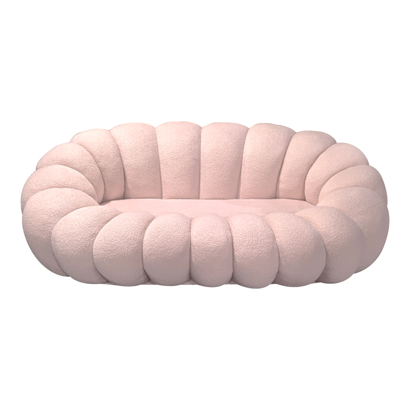 Καναπές Embrace Pakoworld Μπουκλέ Ύφασμα Σε Ροζ Απόχρωση 180X105X65Εκ