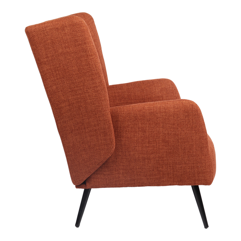Πολυθρόνα Mareta Pakoworld Terracotta Ύφασμα Με Πόδι Σε Μαύρη Απόχρωση 83X80X99Εκ