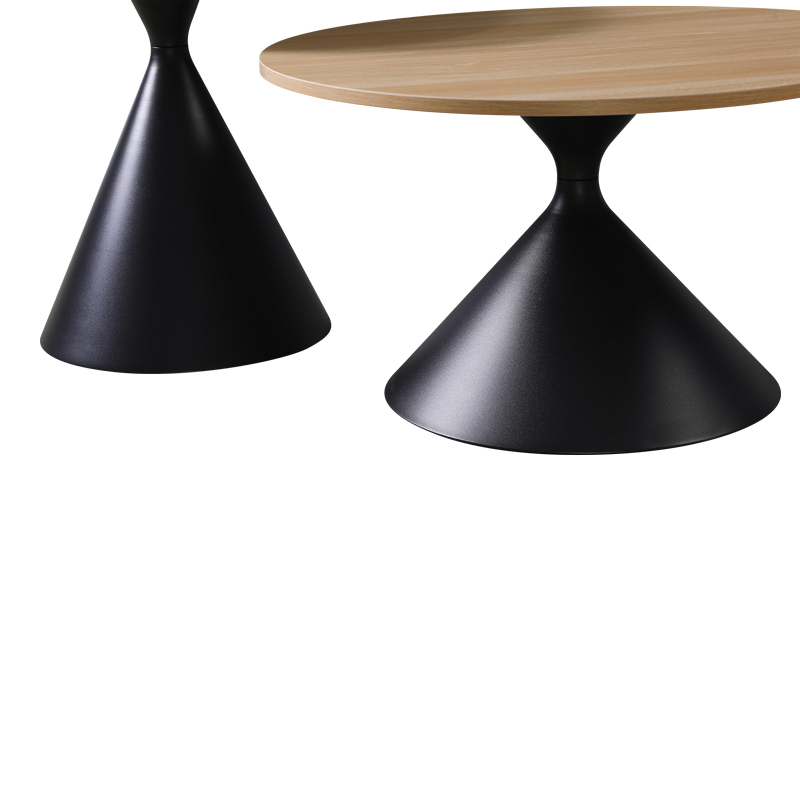 Τραπέζι Σαλονιού Hemena Pakoworld Σετ 2Τεμ Σε Μαύρη-Φυσική Απόχρωση