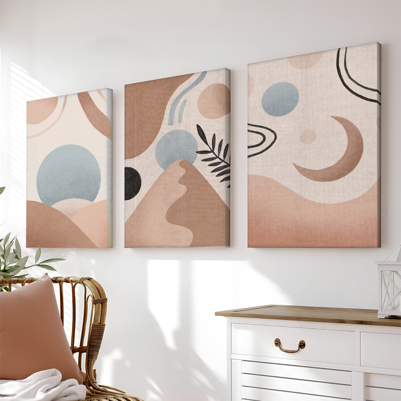 Πίνακας Σε Καμβά Leberto Pakoworld Τρίπτυχος Με Ψηφιακή Εκτύπωση Και Πλαίσιο 50X2X70Εκ