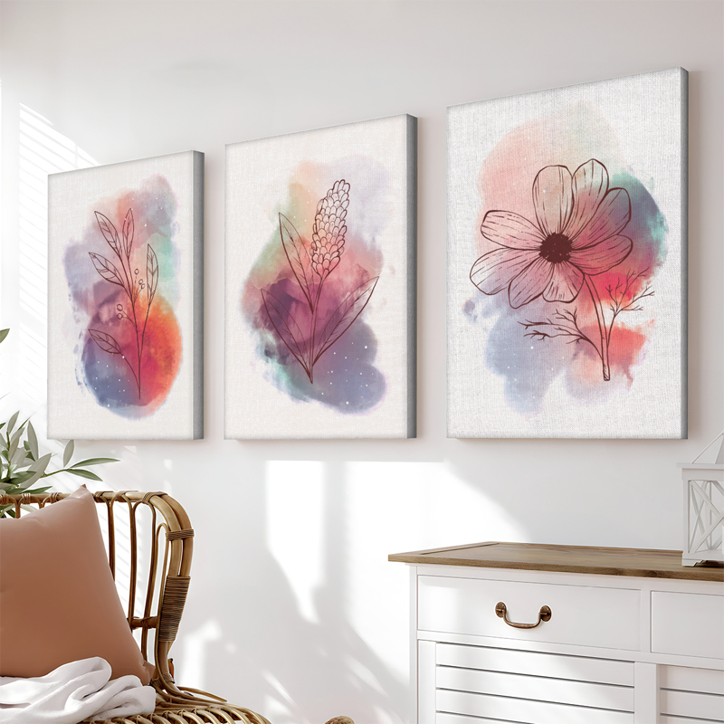 Πίνακας Σε Καμβά Nerve Pakoworld Τρίπτυχος Με Ψηφιακή Εκτύπωση Και Πλαίσιο 50X2X70Εκ