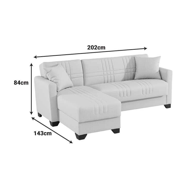 Γωνιακός Καναπές-Κρεβάτι Αναστρέψιμος Stashio Pakoworld Ύφασμα Καφε 202X143X84Εκ