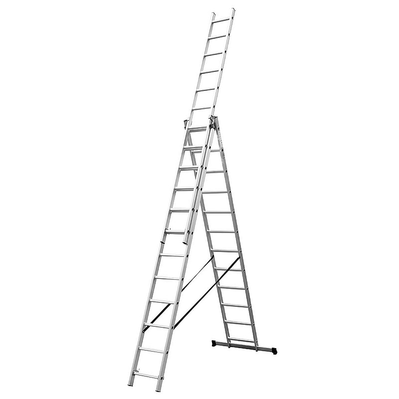 Τριπλή Σκάλα Επεκτεινόμενη Αλουμινίου 3 x 12 Σκαλοπάτια GeHOCK