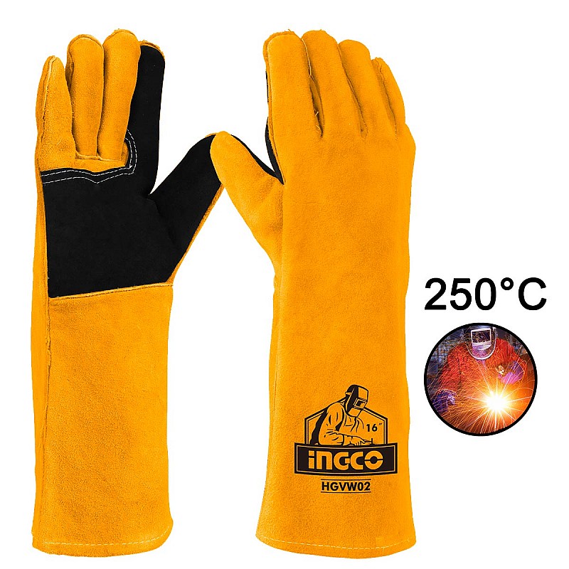 Γάντια Δερμάτινα Μακριά Ηλεκτροσυγκολλητών XL 16" 250°C