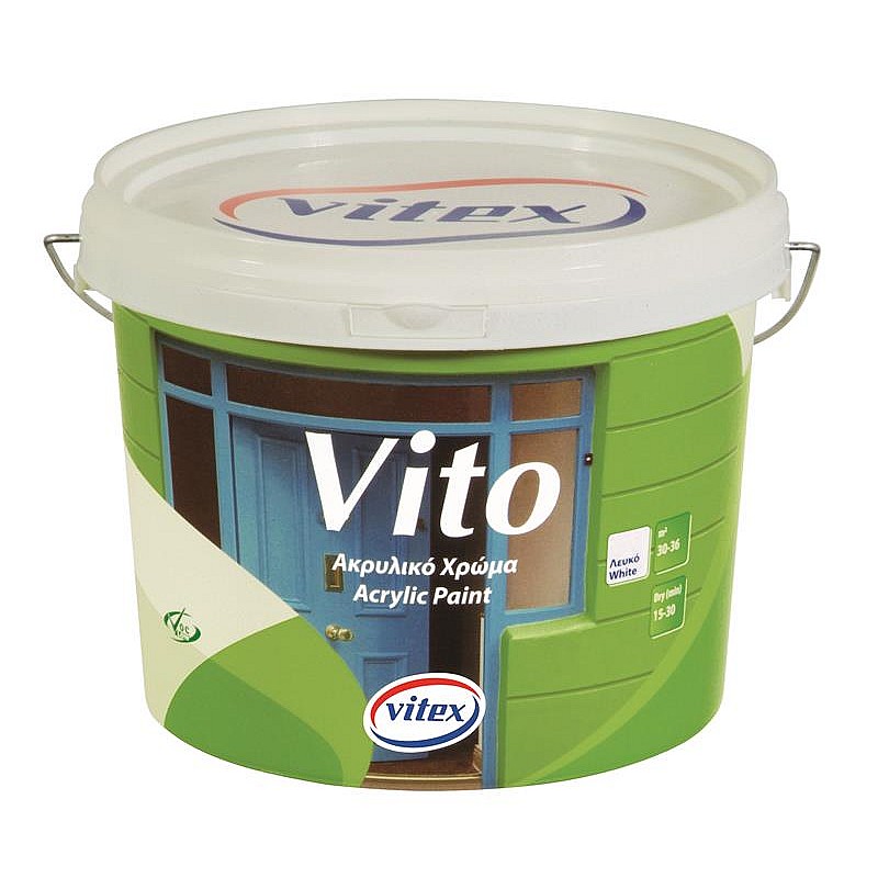 Vito ακρυλικό χρώμα λευκό Vitex 9L