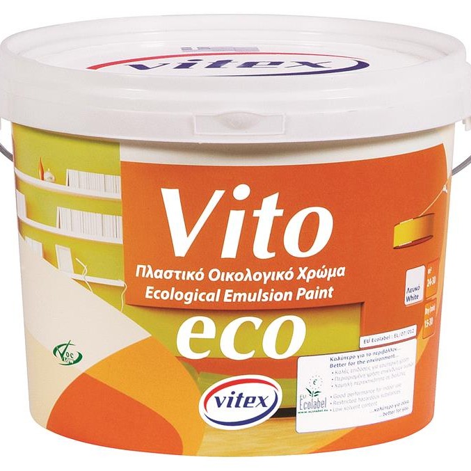 Vito eco πλαστικό χρώμα λευκό Vitex 9L