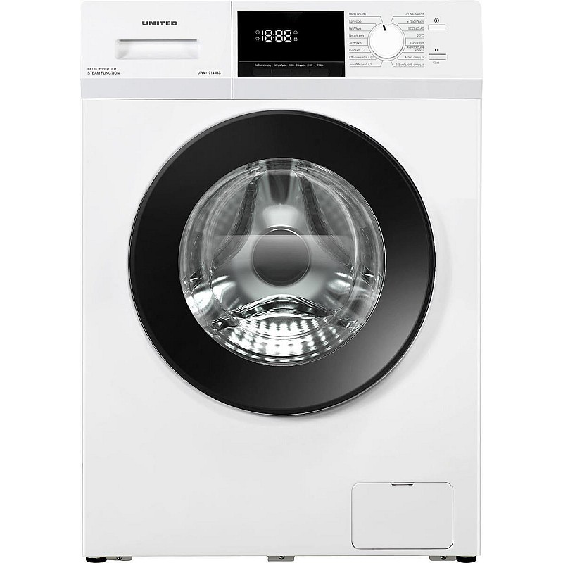  Πλυντήριο Ρούχων 10kg με Τεχνολογία Ατμού 1400 Στροφών United UWM-10145BS