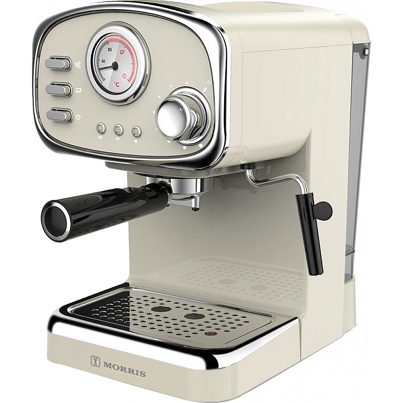 Μηχανή Espresso 1100W Πίεσης 20bar μπεζ Morris Retro R20806EMC