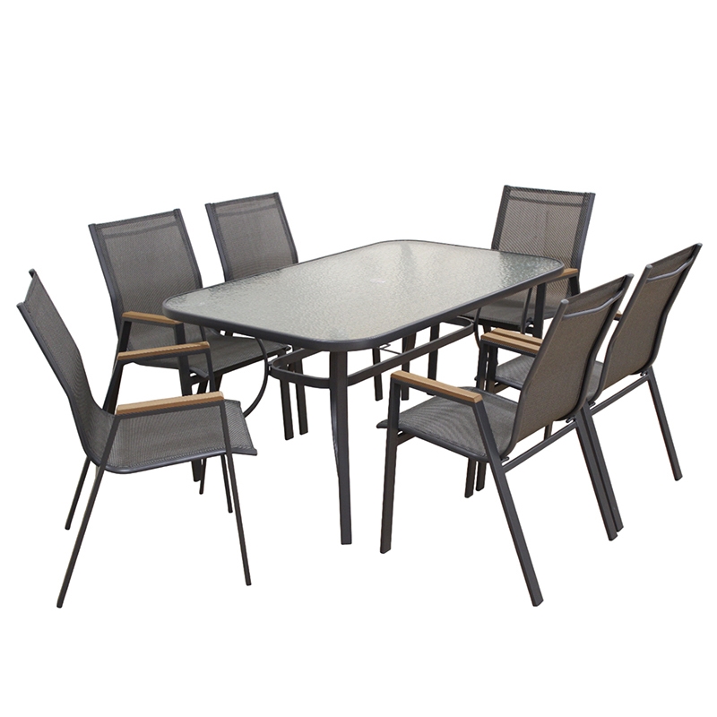 SELBY SET ΤΡΑΠΕΖΑΡΙΑΣ 7ΤΜΧ ΑΝΘΡΑΚΙ 150Χ90εκ. ZITA PLUS 06.8085.6