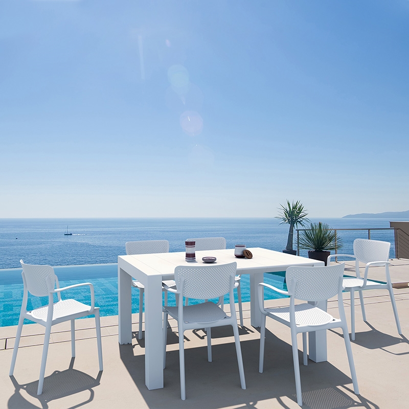 Σετ Τραπεζαρίας 7τμχ Vegas Loft White 100X100/140Χ75εκ. SIESTA 20.9983