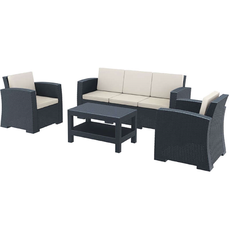 MONACO DARK GREY ΣΕΤ 3ΘΕΣ.ΚΑΝΑΠΕ ΜΕ ΜΑΞ. ΠΟΛ/ΝΙΟΥ SIESTA 53.0810