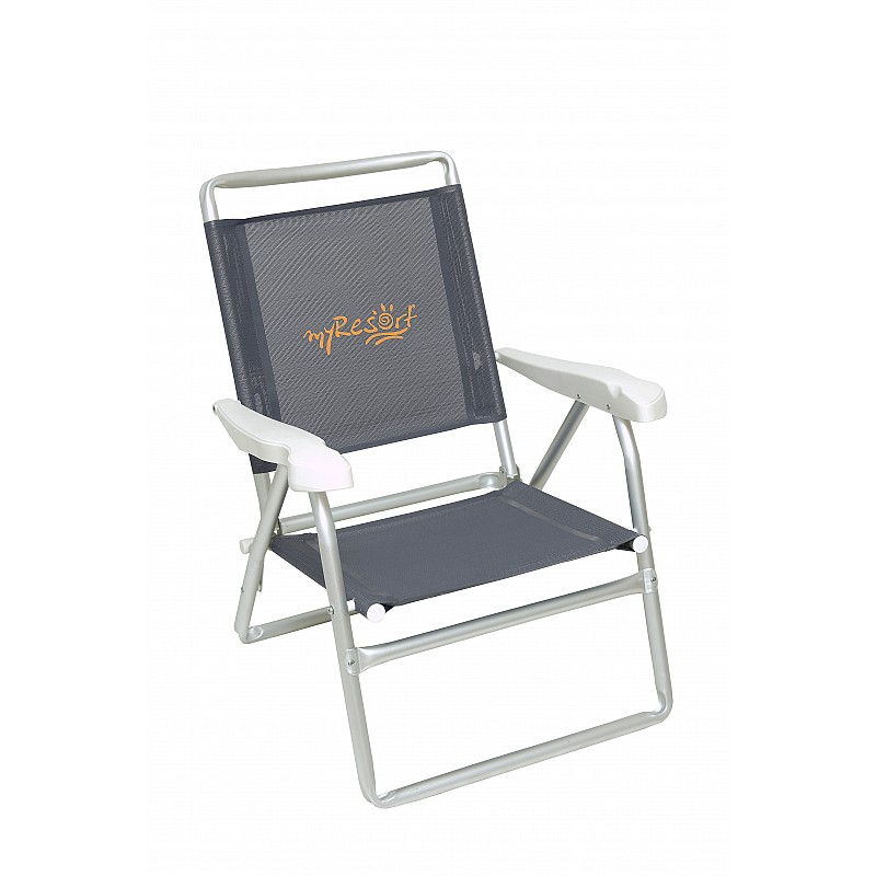 Καρέκλα παραλίας γκρι αλουμινίου ενισχυμένη, KING SIZE με ψηλή πλάτη ΤΕΧΤ 2*1 Campus 141-9075-10