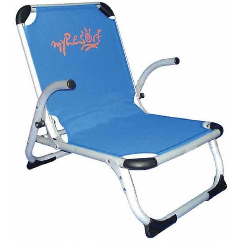 Καρέκλα παραλίας μπλε αλουμινίου ραβδωτή ενισχυμένη ψηλή πλάτη ΤΕΧΤ 2*1 Campus 141-9731-1