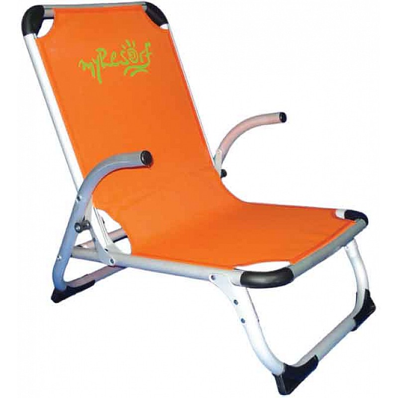Καρέκλα παραλίας πορτοκαλί αλουμινίου ραβδωτή ενισχυμένη ψηλή πλάτη ΤΕΧΤ 2*1 Campus 141-9731-2