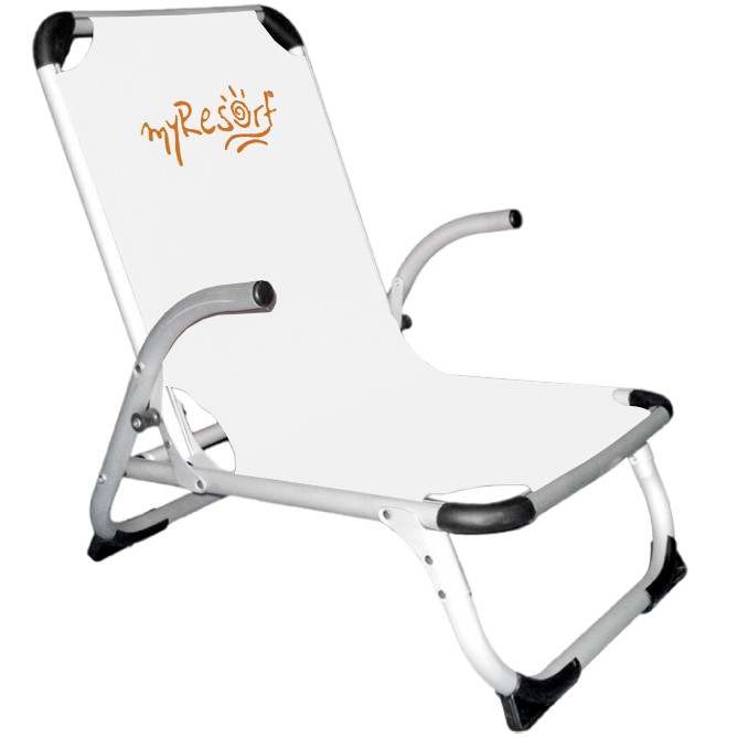 Καρέκλα παραλίας λευκή αλουμινίου ραβδωτή ενισχυμένη ψηλή πλάτη ΤΕΧΤ 2*1 Campus 141-9731-8