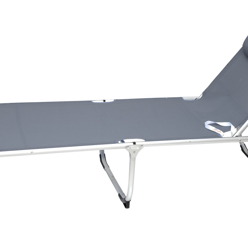 Ξαπλώστρα γκρι KING SIZE πτυσσόμενη ενισχυμένη ραβδωτή αλουμινίου με ΤΕΧΤ 2*1 Campus 161-0361-10