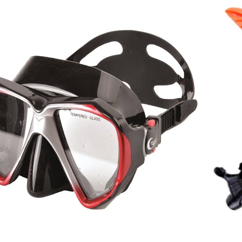 Σετ μάσκα αναπνευστήρας PVC κόκκινο-μαύρο Velco 274*2364