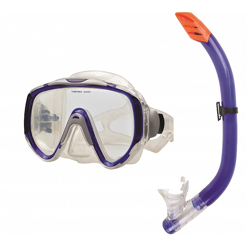 Σετ μάσκα αναπνευστήρας PVC μπλε Velco 274-2388