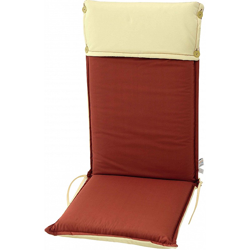 Μαξιλάρι μπεζ-κόκκινο για καρέκλα με ψηλή πλάτη διπλής όψης Velco 35-12779