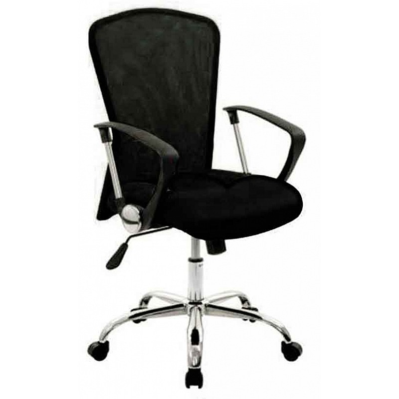 Καρέκλα γραφείου μαύρο Μπράτσα:μεταλλικά χρωμίου με επένδυση PP Βάση:Μεταλλική χρωμίου Velco 66-22181-1
