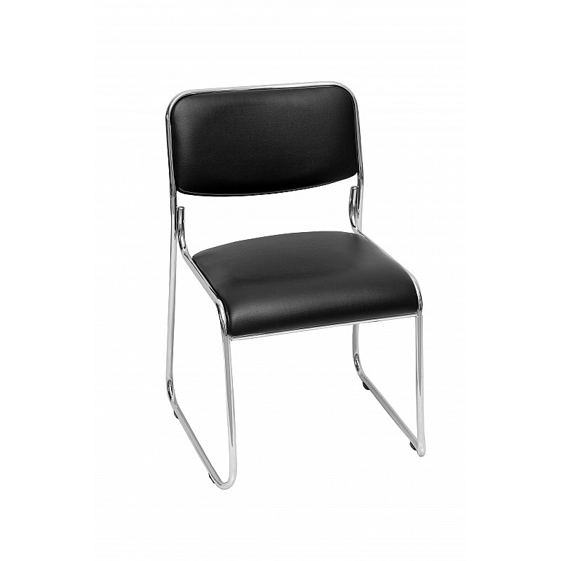 Κάθισμα επισκεπτού μαύρο μαλακό PVC πλάτη & κάθισμα Βάση:μεταλλική χρωμίου Velco 66-22273