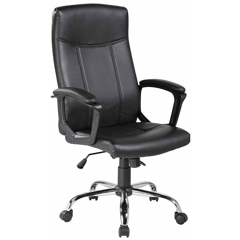 Καρέκλα γραφείου μαύρο Επιφάνεια: PU PVC Μπράτσα: Χρωμίου Βάση: Χρωμίου Μηχανισμός: δύο λειτουργειών (Relax,Ανύψωσης) Velco 66-23621