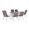 RIO Set Τραπεζαρία Κήπου Άσπρο Μέταλλο,Textilene Cappuccino : Τραπέζι+6 Πολυθρόνες