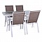 RIO Set Τραπεζαρία Κήπου Άσπρο Μέταλλο -Textilene Cappuccino : Τραπέζι + 4 Πολυθρόνες